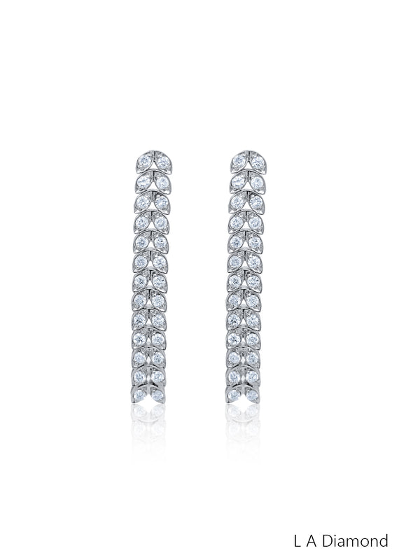 18K White Gold Round Diamond Chandelier Earrings (1.50 ct) - LA DIAMOND