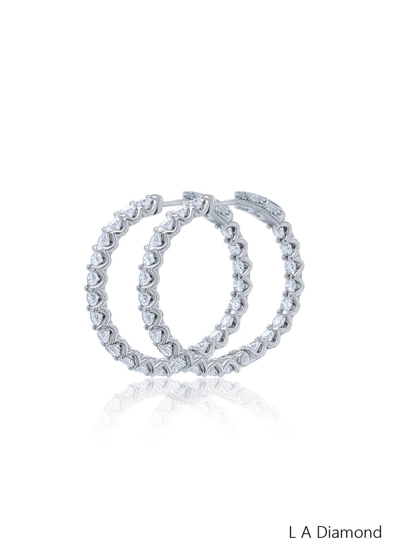 14K White Gold Round Diamond Chandelier Earrings (4.70 ct) - LA DIAMOND