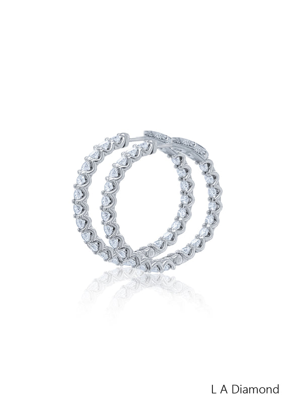 14K White Gold Round Diamond Chandelier Earrings (4.70 ct) - LA DIAMOND