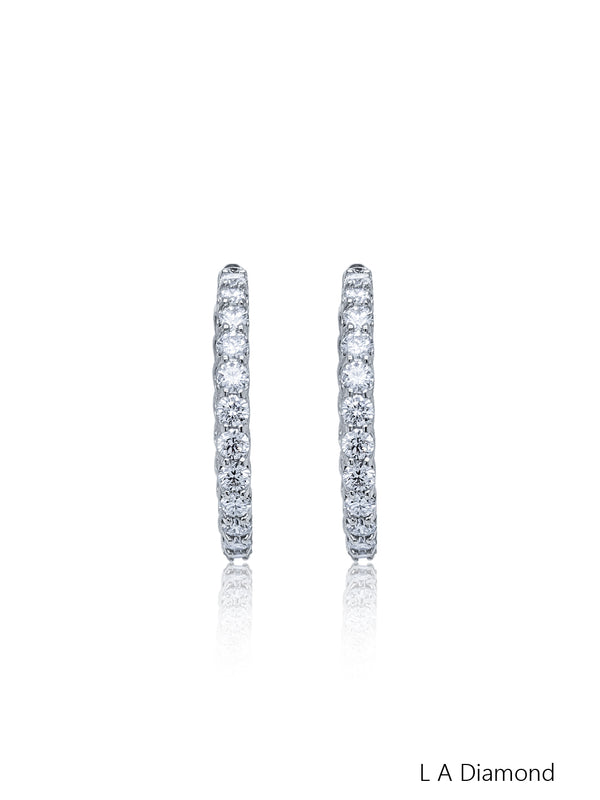14K White Gold Round Diamond Chandelier Earrings (4.70 ct) - LA DIAMOND