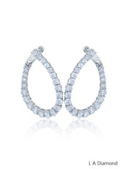 14K White Gold Round Diamond Chandelier Earrings (3.35 ct)