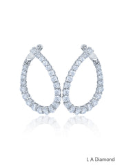 14K White Gold Round Diamond Chandelier Earrings (3.35 ct)