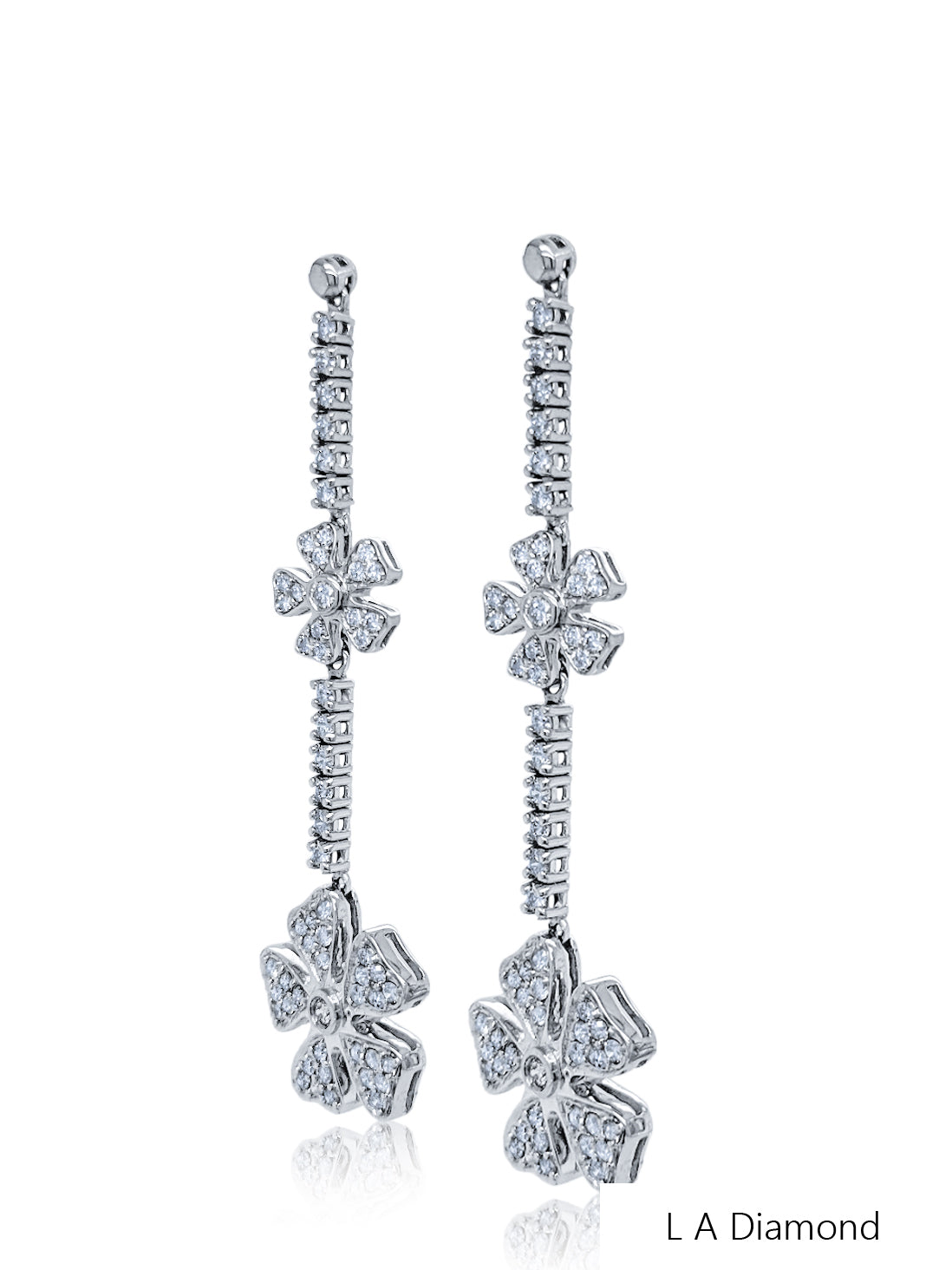 14K White Gold Round Diamond Statement Earrings (2.29 ct)