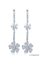 14K White Gold Round Diamond Statement Earrings (2.29 ct)