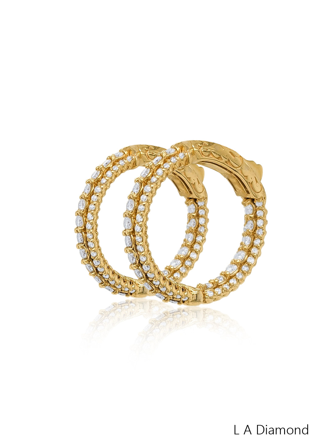 14K Yellow Gold Round Diamond Hoop Earrings (2.60 ct)