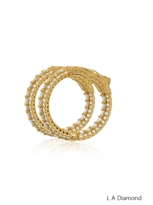 14K Yellow Gold Round Diamond Hoop Earrings (2.60 ct) - LA DIAMOND