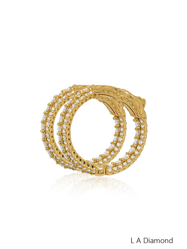 14K Yellow Gold Round Diamond Hoop Earrings (2.60 ct) - LA DIAMOND