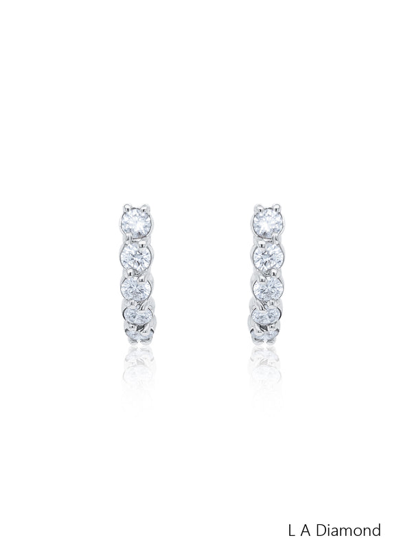 14K White Gold Round Diamond Earrings (1.85 ct) - LA DIAMOND