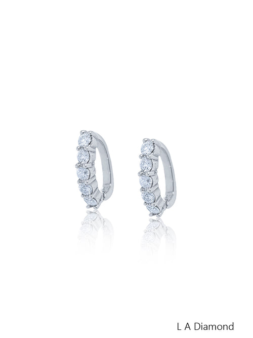 14K White Gold Round Diamond Earrings (1.85 ct) - LA DIAMOND