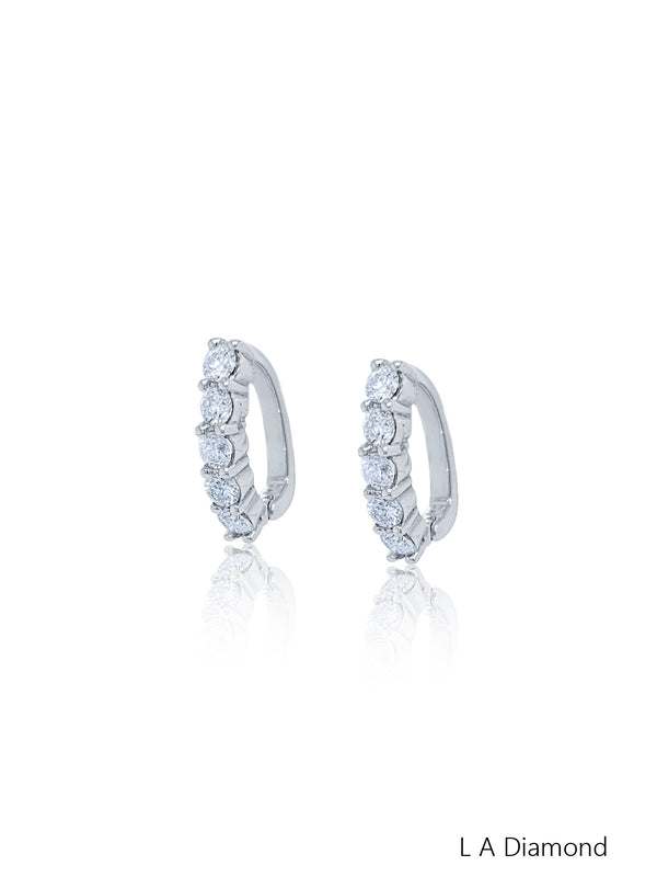 14K White Gold Round Diamond Earrings (1.85 ct) - LA DIAMOND