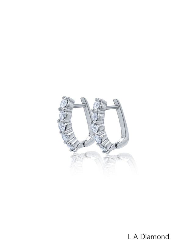 14K White Gold Round Diamond Earrings (1.85 ct) - LA DIAMOND
