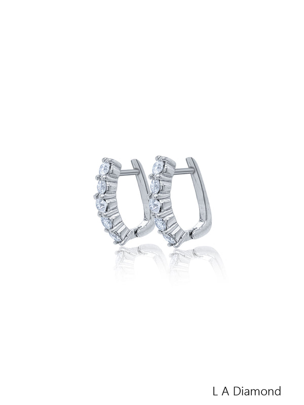 14K White Gold Round Diamond Earrings (1.85 ct) - LA DIAMOND