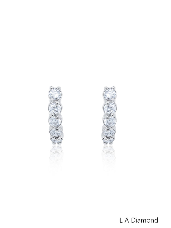 14K White Gold Round Diamond Earrings (1.85 ct) - LA DIAMOND