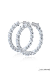 14K White Gold Inside-Out Diamond Hoop Earrings (6.35 ct)
