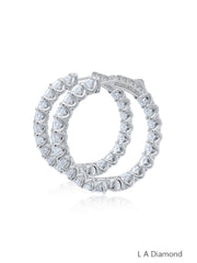 14K White Gold Inside-Out Diamond Hoop Earrings (6.35 ct)