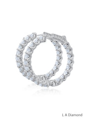 14K White Gold Inside-Out Diamond Hoop Earrings (6.35 ct)