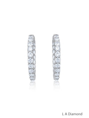 14K White Gold Inside-Out Diamond Hoop Earrings (6.35 ct)