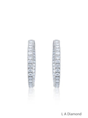 14K White Gold Inside-Out Diamond Hoop Earrings (7.60 ct)