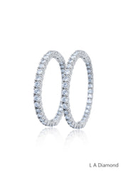 14K White Gold Inside-Out Diamond Hoop Earrings (7.60 ct)