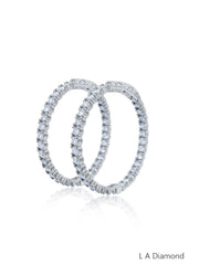 14K White Gold Inside-Out Diamond Hoop Earrings (7.60 ct)