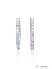 14K White Gold Inside-Out Diamond Hoop Earrings (7.60 ct)