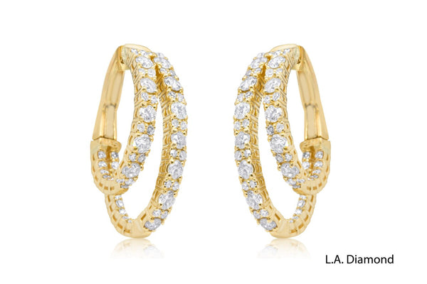 14k Yellow Gold Diamond Round Cut Huggie Earring - LA DIAMOND