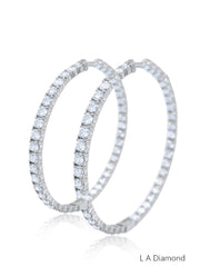 14K White Gold Inside-Out Diamond Hoop Earrings (4.00 ct)
