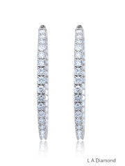14K White Gold Inside-Out Diamond Hoop Earrings (4.00 ct)