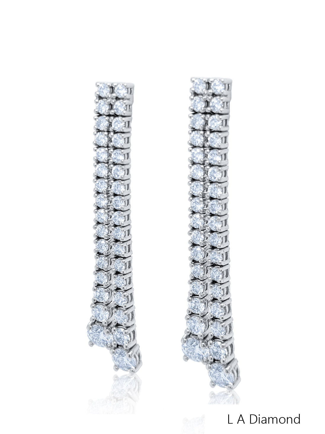 14K White Gold Round Cut Diamond Drop Earrings (4.48 ct)