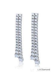 14K White Gold Round Cut Diamond Drop Earrings (4.48 ct)