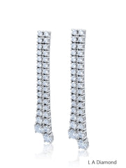14K White Gold Round Cut Diamond Drop Earrings (4.48 ct)