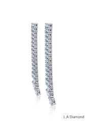 14K White Gold Round Cut Diamond Drop Earrings (4.48 ct)