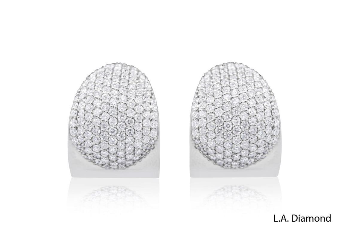 Diamond Bombe Earrings in 18k white gold