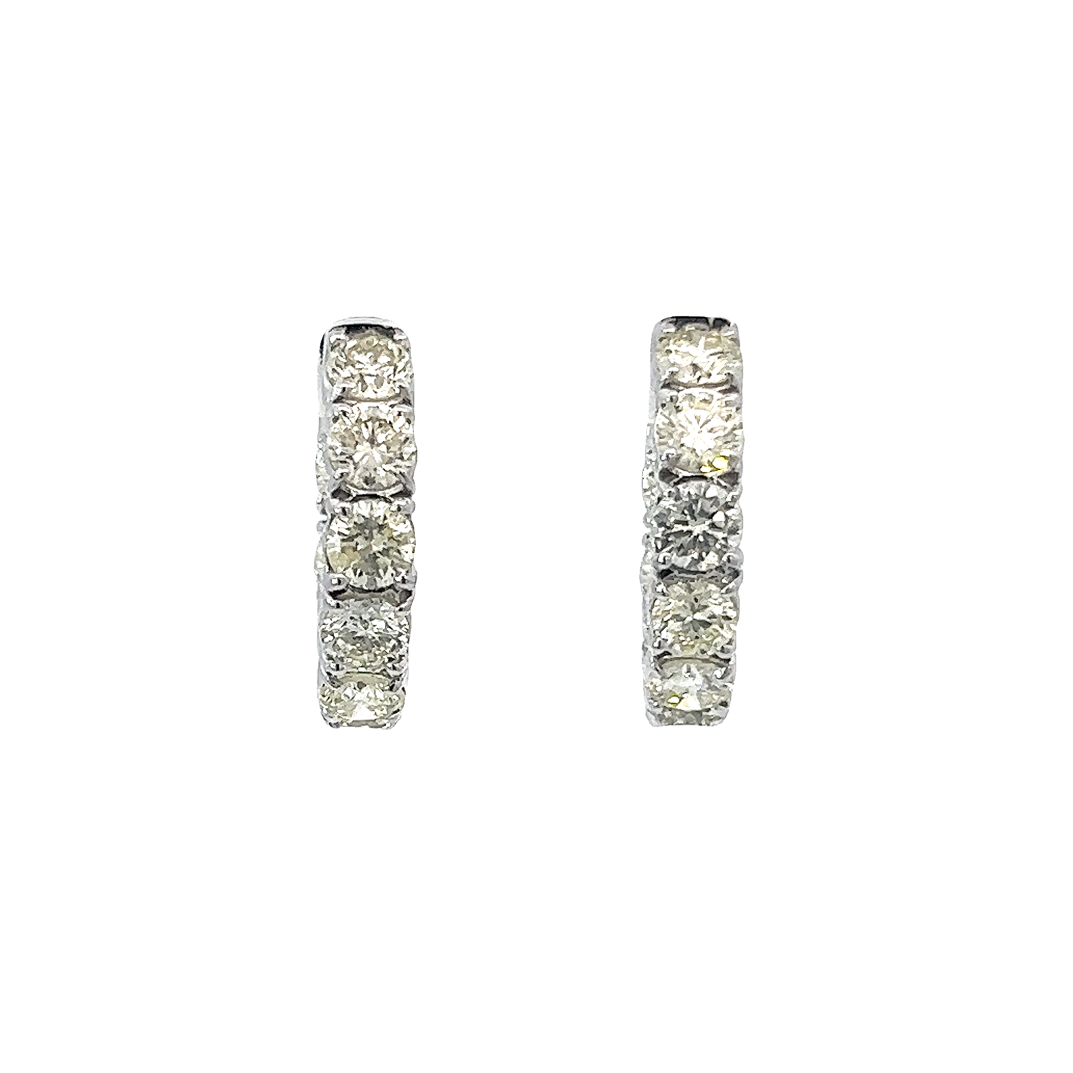14k White Gold Diamond Round Cut Huggie Earring 2.96ct