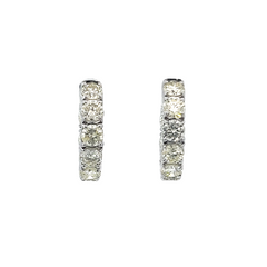 14k White Gold Diamond Round Cut Huggie Earring 2.96ct