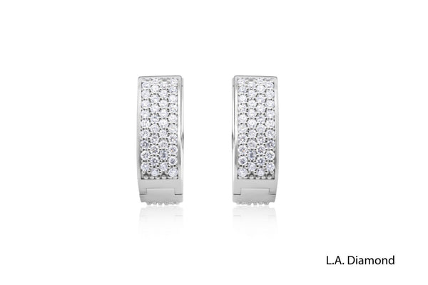 4 Row Rounded Diamond Earrings in 14K in White Gold