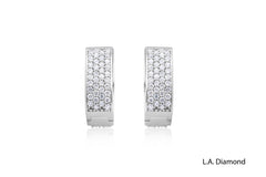 4 Row Rounded Diamond Earrings in 14K in White Gold