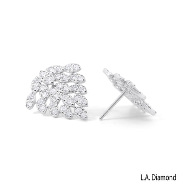 Fancy White Gold 18K Cluster Natural Diamond Earrings