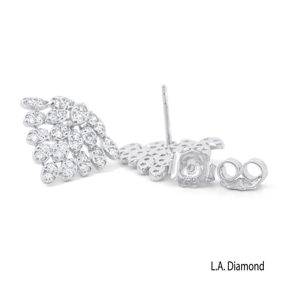 Fancy White Gold 18K Cluster Natural Diamond Earrings