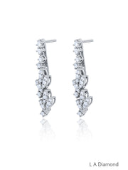 18K White Gold Round Diamond Line Drop Earrings (0.50 ct)