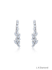 18K White Gold Round Diamond Line Drop Earrings (0.50 ct)