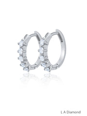 14K White Gold Round Diamond In/Out Hoop Earrings (2.00 ct)