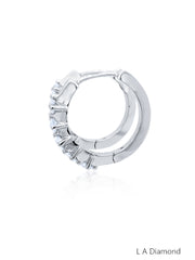 14K White Gold Round Diamond In/Out Hoop Earrings (2.00 ct)