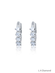 14K White Gold Round Diamond In/Out Hoop Earrings (2.00 ct)