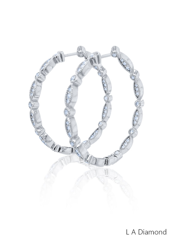 14K White Gold Round Diamond Chandelier Earrings (2.29 ct) - LA DIAMOND
