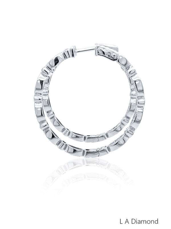 14K White Gold Round Diamond Chandelier Earrings (2.29 ct) - LA DIAMOND