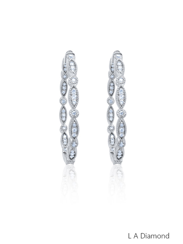 14K White Gold Round Diamond Chandelier Earrings (2.29 ct) - LA DIAMOND