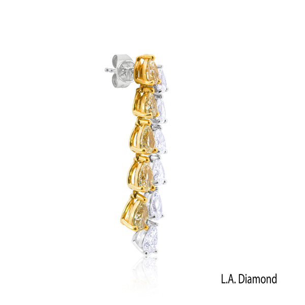 14K Two-Tone Fancy Yellow Cushion Diamond Stud Earrings (2.20 ct TGW) - LA DIAMOND