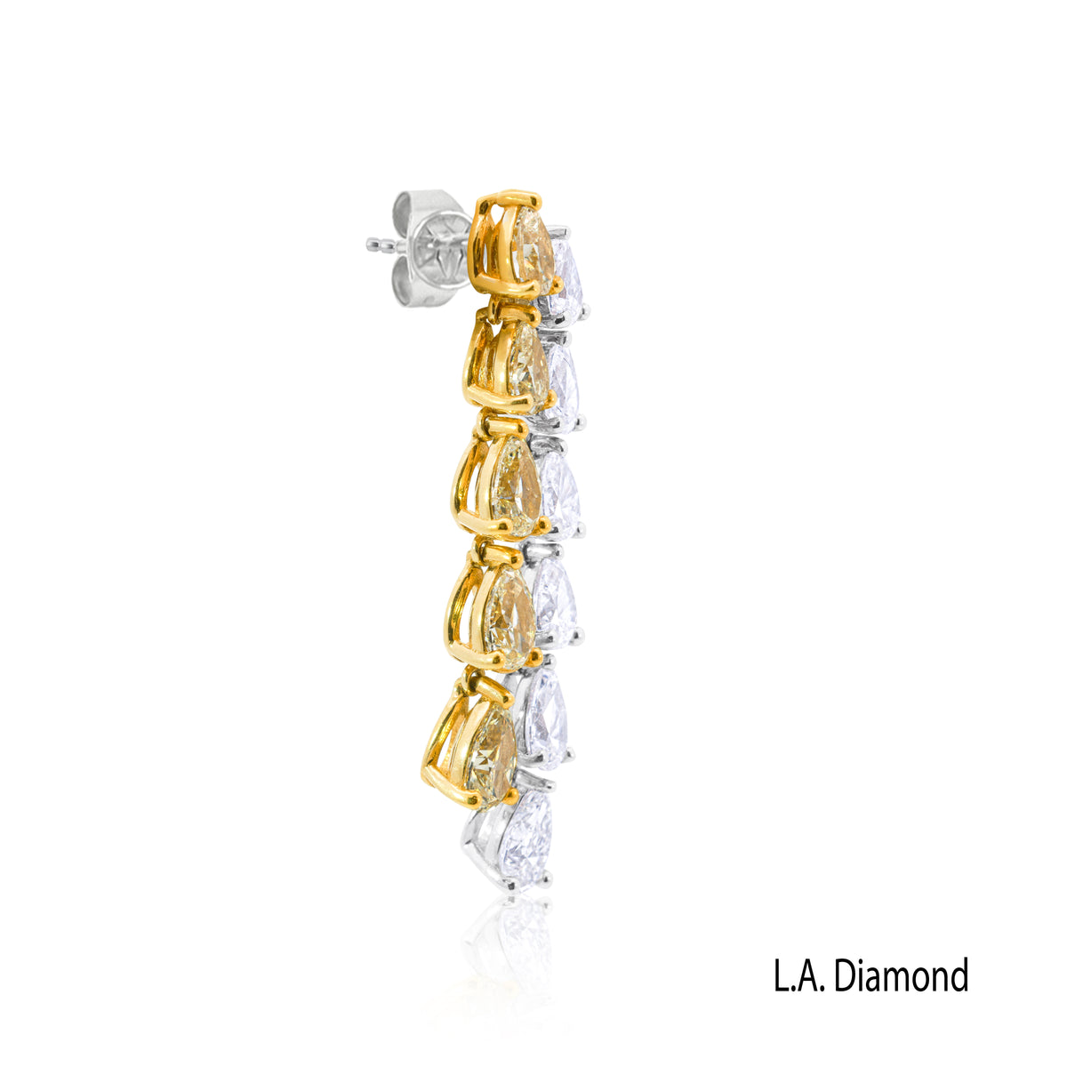 14K Two-Tone Fancy Yellow Cushion Diamond Stud Earrings (2.20 ct TGW)