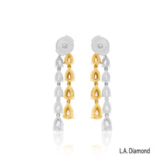 14K Two-Tone Fancy Yellow Cushion Diamond Stud Earrings (2.20 ct TGW)